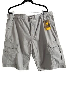 New Carhartt Men's Light Gray Rugged Flex Relaxed Fit Cargo Shorts 42 x 11